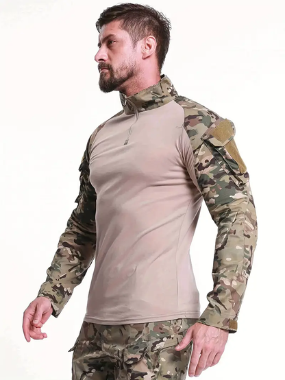 Coyote Camo Tactical Combat Shirt with Long Sleeves – Military-Grade Performance Gear