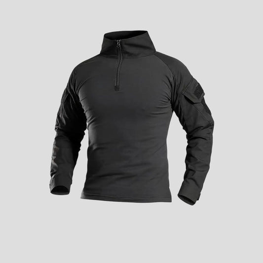 Black Tactical Combat Shirt with Long Sleeves – Military-Grade Performance Gear