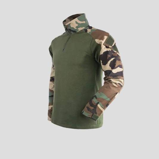 Woodland Tactical Combat Shirt with Long Sleeves – Military-Grade Performance Gear